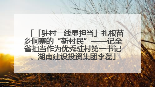 「驻村一线显担当」扎根苗乡侗寨的“新村民”——记全省担当作为优秀驻村第一书记、湖南建设投资集团李磊