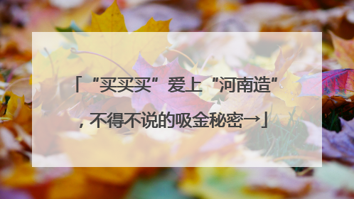 “买买买”爱上“河南造”，不得不说的吸金秘密→