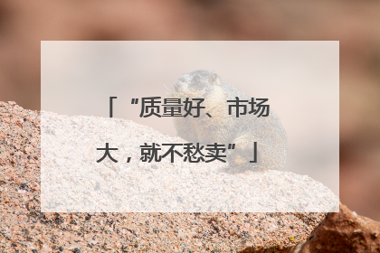 “质量好、市场大，就不愁卖”