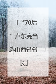 “70后”卢东亮当选山西省省长