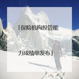 保险机构投管能力成绩单发布