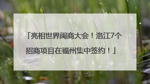 亮相世界闽商大会！洛江7个招商项目在福州集中签约！