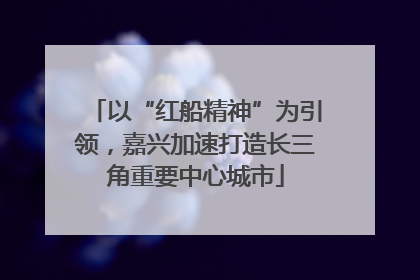 以“红船精神”为引领，嘉兴加速打造长三角重要中心城市