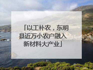 以工补农，东明县近万小农户融入新材料大产业
