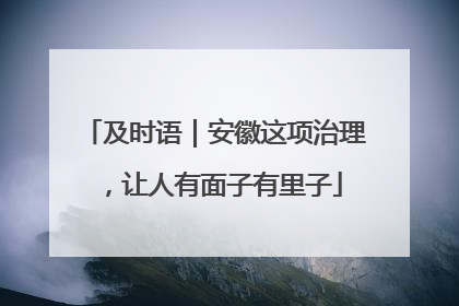 及时语｜安徽这项治理，让人有面子有里子