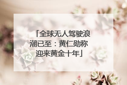 全球无人驾驶浪潮已至：黄仁勋称迎来黄金十年