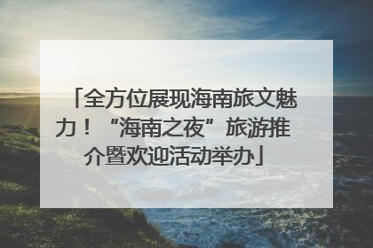 全方位展现海南旅文魅力！“海南之夜”旅游推介暨欢迎活动举办