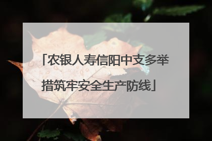 农银人寿信阳中支多举措筑牢安全生产防线