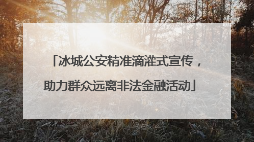 冰城公安精准滴灌式宣传，助力群众远离非法金融活动