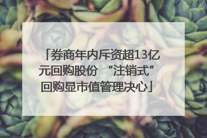 券商年内斥资超13亿元回购股份 “注销式”回购显市值管理决心