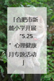 合肥市新麓小学开展“5.25”心理健康月专题活动