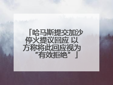 哈马斯提交加沙停火提议回应 以方称将此回应视为“有效拒绝”