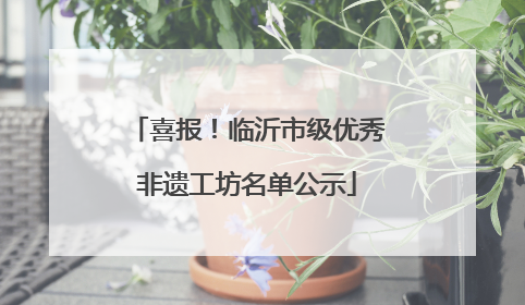 喜报！临沂市级优秀非遗工坊名单公示