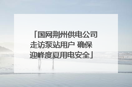 国网荆州供电公司走访泵站用户 确保迎峰度夏用电安全