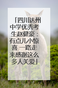 四川达州中学优秀考生赵健豪：有点儿小惊喜 一路走来感谢这么多人关爱