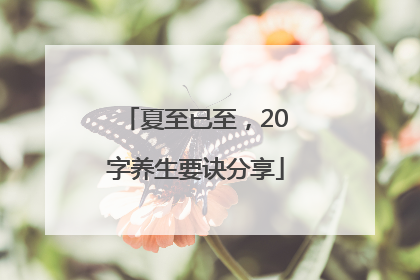 夏至已至，20字养生要诀分享