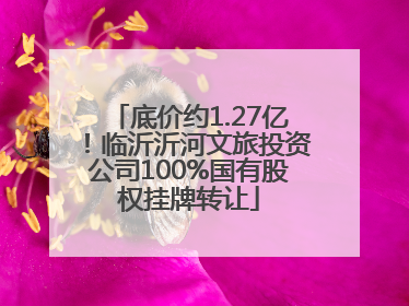 底价约1.27亿！临沂沂河文旅投资公司100%国有股权挂牌转让
