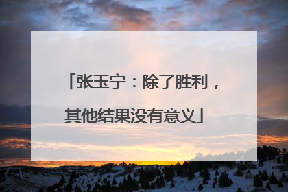 张玉宁：除了胜利，其他结果没有意义