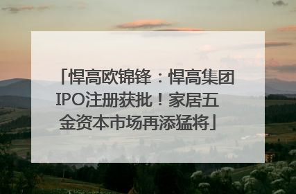 悍高欧锦锋：悍高集团IPO注册获批！家居五金资本市场再添猛将