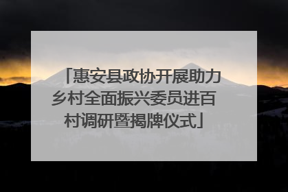 惠安县政协开展助力乡村全面振兴委员进百村调研暨揭牌仪式