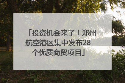 投资机会来了！郑州航空港区集中发布28个优质商贸项目