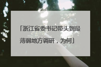 浙江省委书记带头到最薄弱地方调研，为何