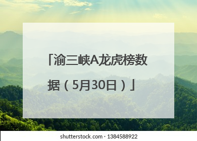 渝三峡A龙虎榜数据（5月30日）