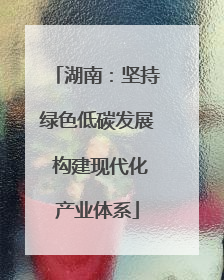 湖南：坚持绿色低碳发展 构建现代化产业体系