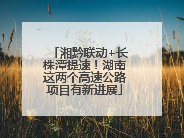 湘黔联动+长株潭提速！湖南这两个高速公路项目有新进展