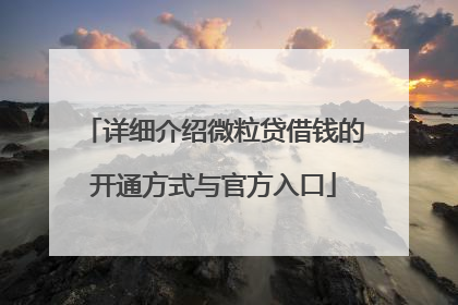 详细介绍微粒贷借钱的开通方式与官方入口