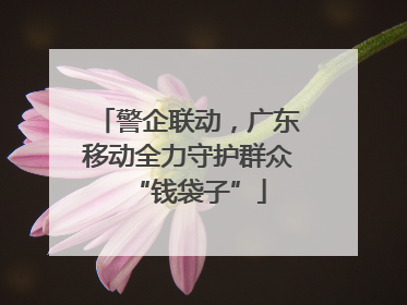 警企联动，广东移动全力守护群众“钱袋子”