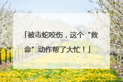 被毒蛇咬伤，这个“救命”动作帮了大忙！