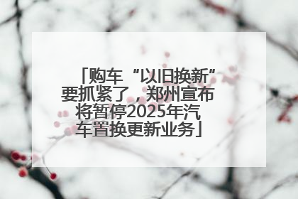购车“以旧换新”要抓紧了，郑州宣布将暂停2025年汽车置换更新业务