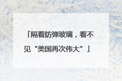 隔着防弹玻璃，看不见“美国再次伟大”