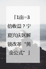 1亩=3倍收益？宁夏兴庆区解锁改革“黄金公式”